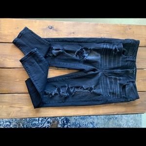 Distressed Black AE Skinny Jeans